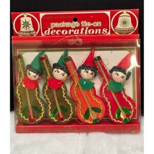 Vintage Commodore Package Tie-On Decorations in Original Package Elf Guitar